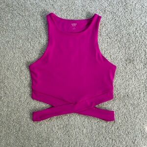 Express Fuchsia Sleeveless Crop Top with Cutout Details